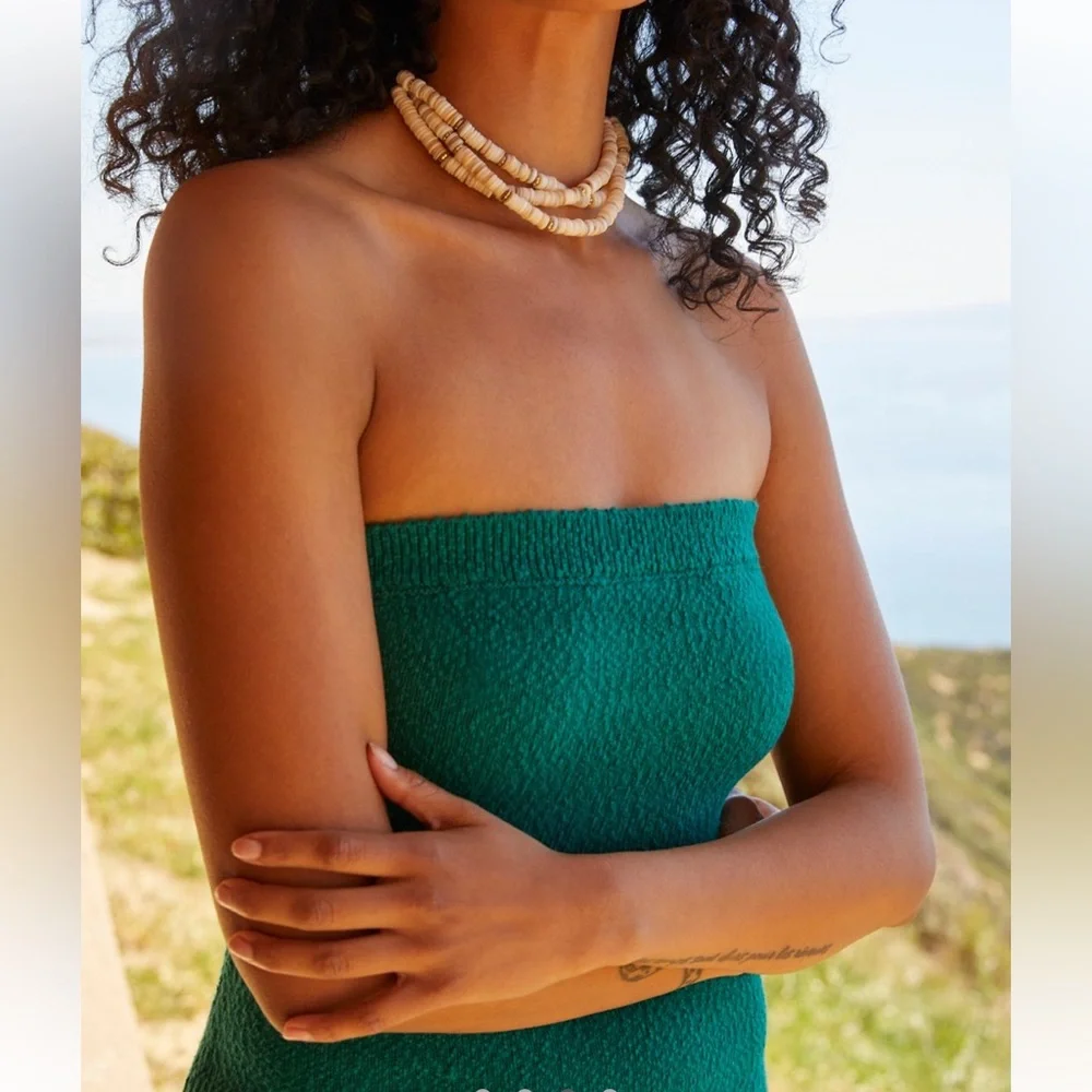 Free People Strapless Maxi Dress in Teal Green
